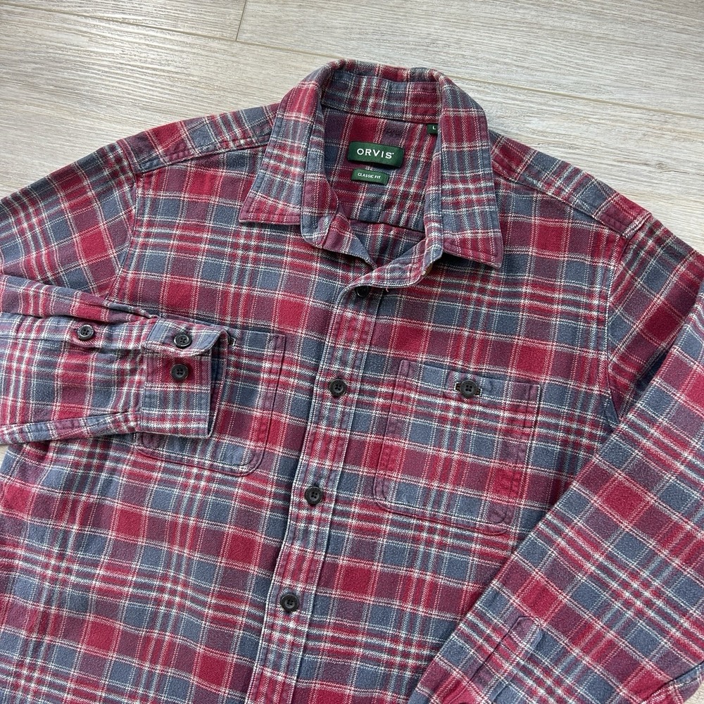 Orvis Perfect Flannel Shirt Large Red Plaid Outdoor Cabincore Cozy